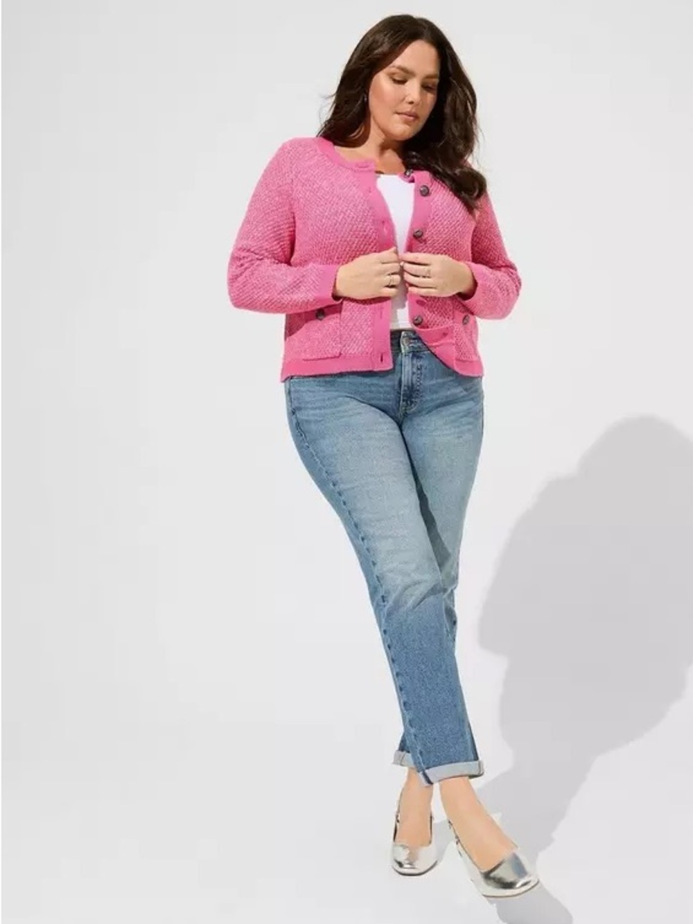 Torrid Pink  Button up Cardigan Sweater - Picture 2 of 5